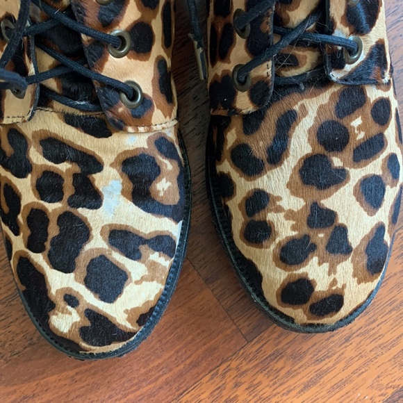 Diane Von Furstenberg Leopard Dyed hair lace up boots size 9 1/2 - Picture 1 of 8